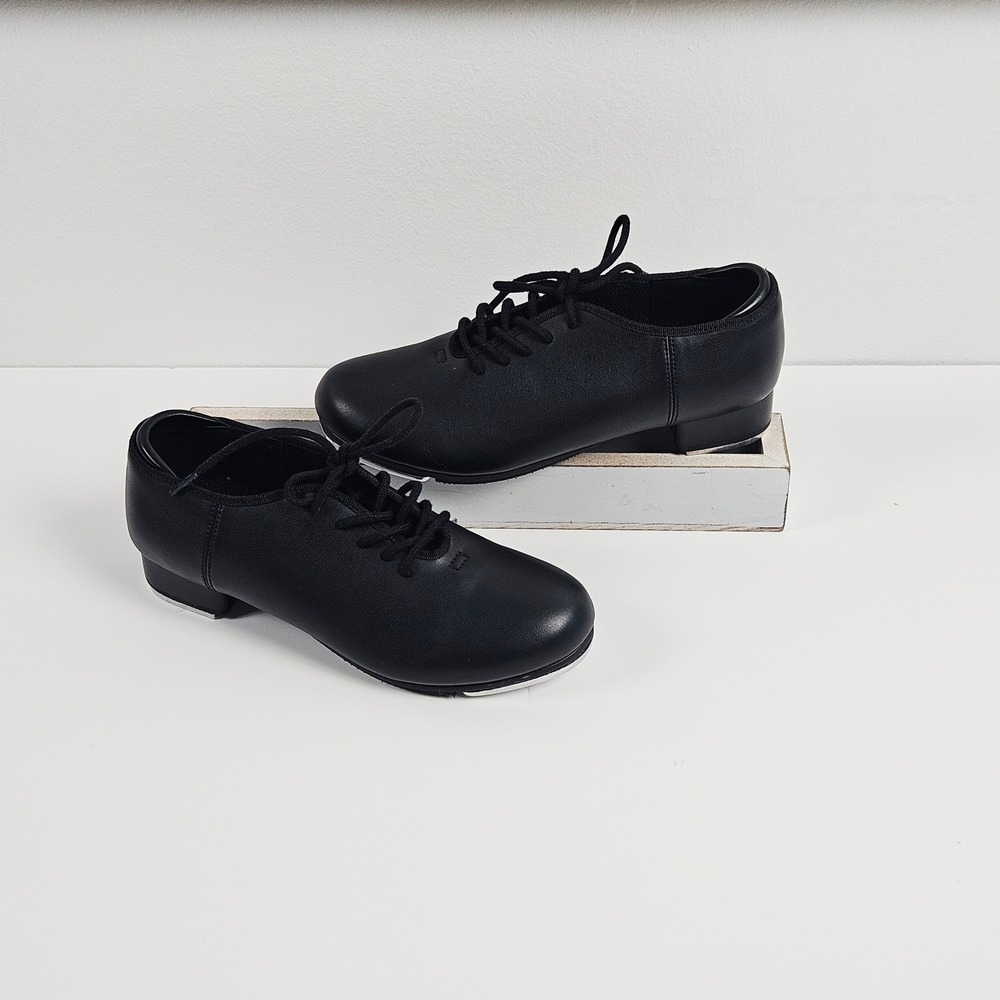Weissman W1600 Kids Black Lace Up Tap Shoes Size 5.5AM Youth Dance Performance